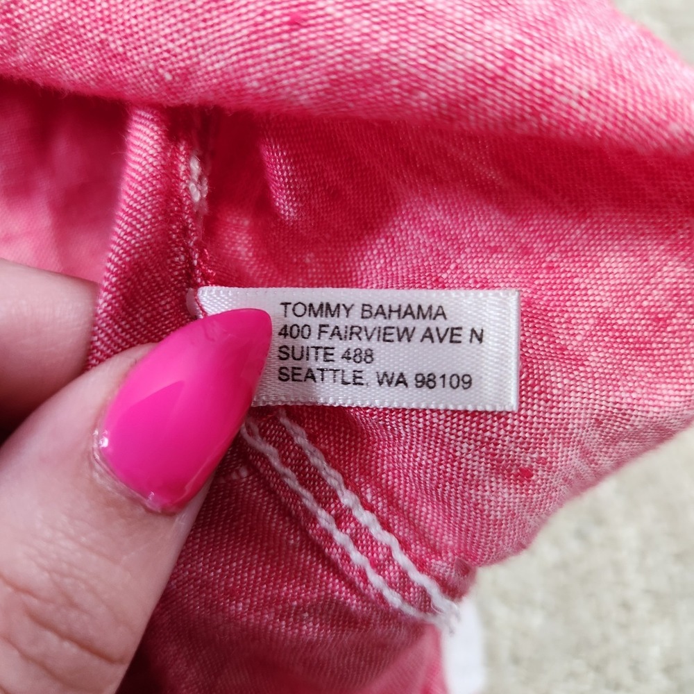 Tommy Bahama Shirt Men XL 100% Linen Button Up Relax Fit Pink Beach Wealth - Picture 11 of 13